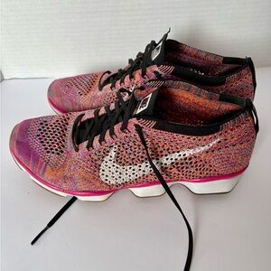Nike Women's Pink and Orange Flyknit Zoom size 8 Athletic Shoes